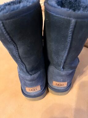 UGG short Navy Blue Suede Women's Boots Size 11 medium width- preloved